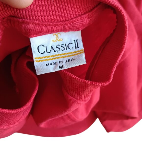 Vintage 1990's Men's Tee Medium RED PLAIN POCKET UNION MADE T-shirt USA - Picture 3 of 5